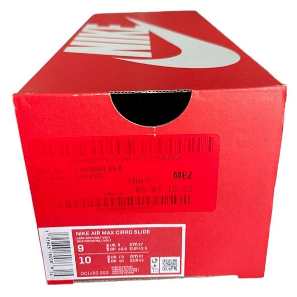 Nike Air Max Cirro Slides DC1460-003 Grey / Volt Sizes Men's 9 Wmns 10 - Picture 9 of 10